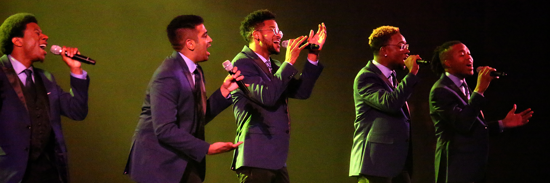 Male singers with the IU Soul Revue onstage